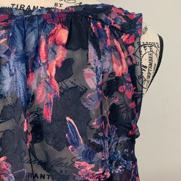 Sheer floral Lucky Brand sleeveless blouse Size:S - Picture 8 of 11
